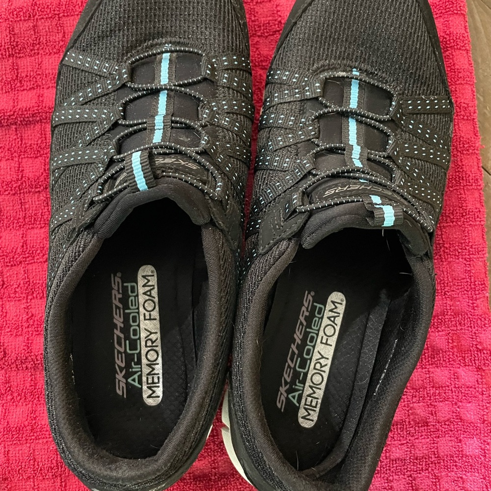 Skechers Black and Blue Memory Foam Sneakers